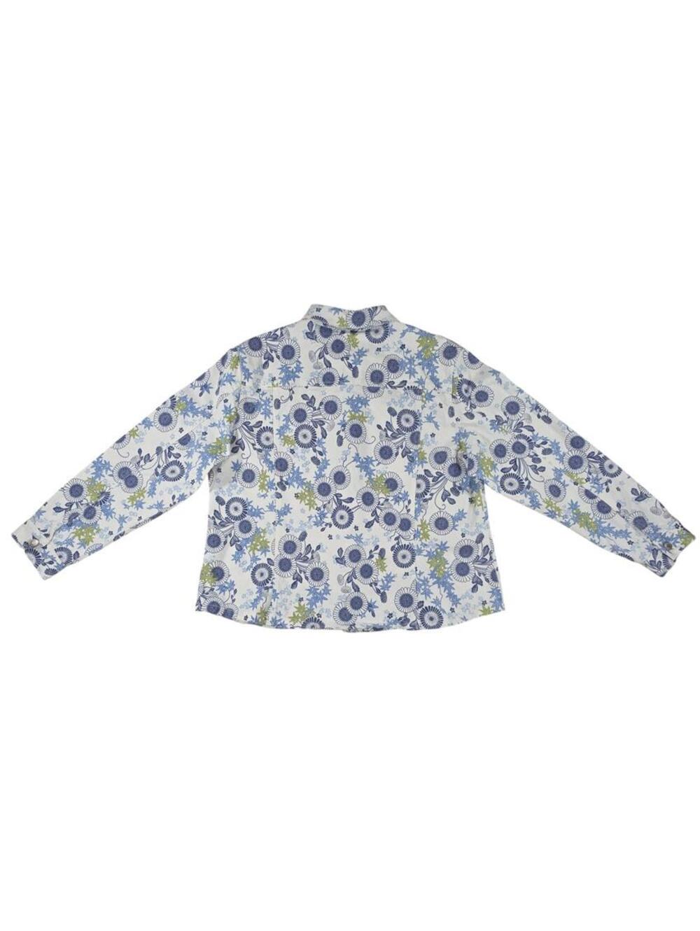 Pendleton Women's XL Floral Denim Jacket Blue White Chrysanthemum Trucker - Picture 6 of 11